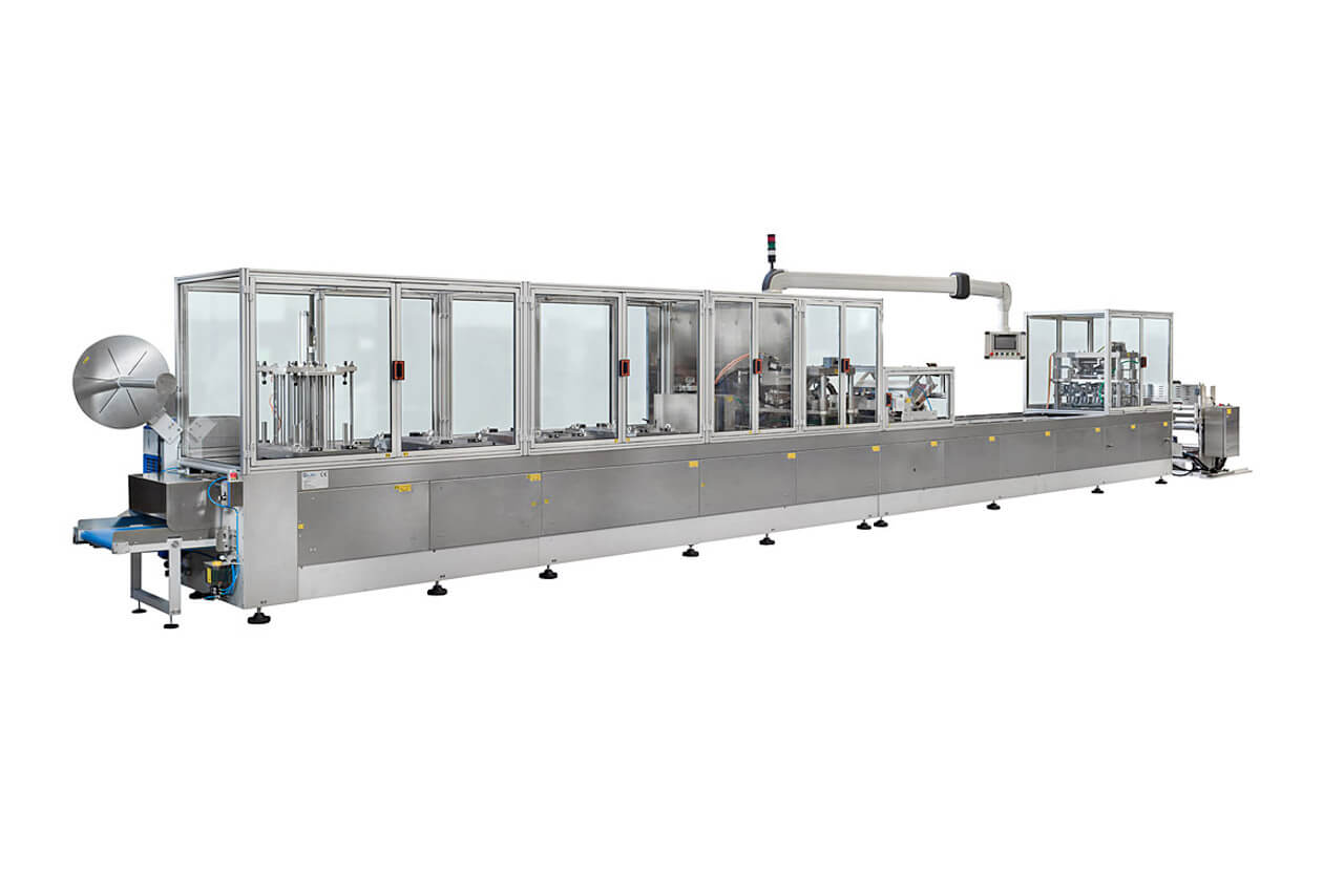 In-line automatic blister packing machines for industrial products